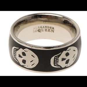 Alexander McQueen enamel skull ring
